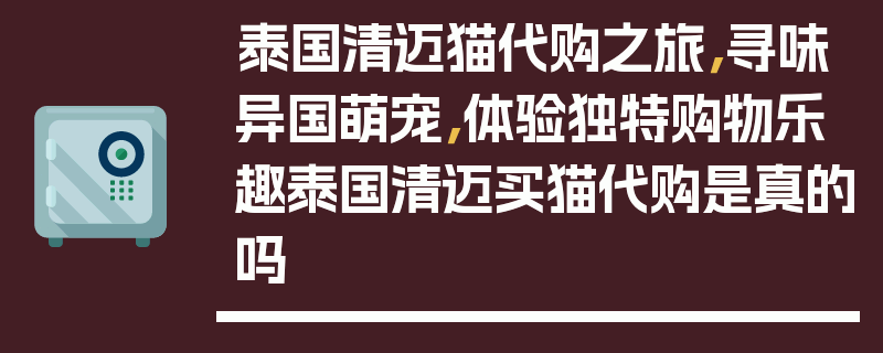 泰国清迈猫代购之旅，寻味异国萌宠，体验独特购物乐趣泰国清迈买猫代购是真的吗