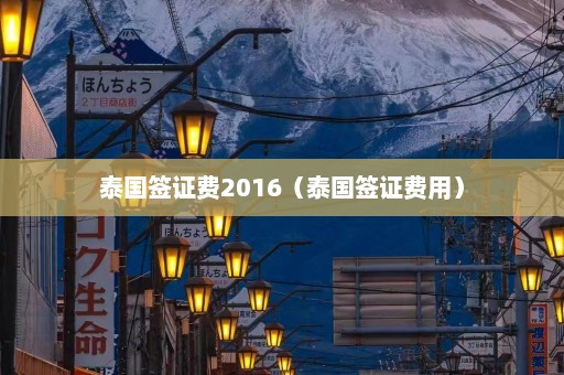 泰国签证费2016（泰国签证费用）