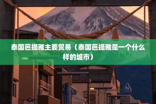 泰国芭提雅主要贸易（泰国芭提雅是一个什么样的城市）