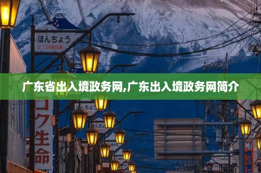 广东省出入境政务网,广东出入境政务网简介