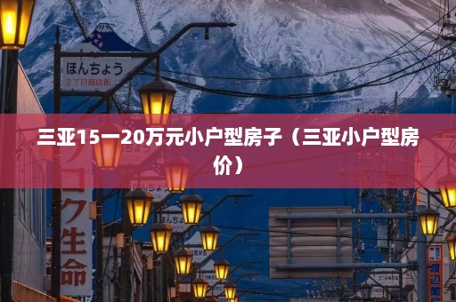 三亚15一20万元小户型房子（三亚小户型房价）