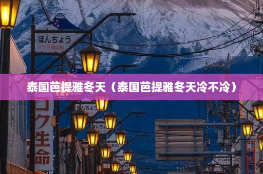 泰国芭提雅冬天（泰国芭提雅冬天冷不冷）  第1张