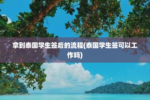 拿到泰国学生签后的流程(泰国学生签可以工作吗)