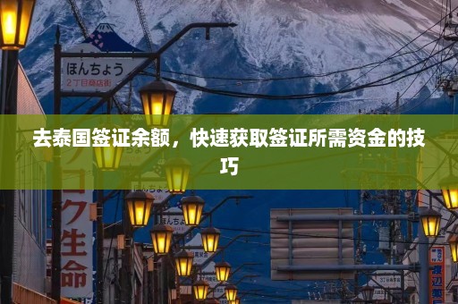 去泰国签证余额，快速获取签证所需资金的技巧