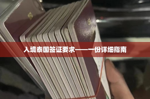 入境泰国签证要求——一份详细指南  第1张