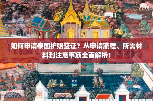 如何申请泰国护照签证？从申请流程、所需材料到注意事项全面解析！  第1张