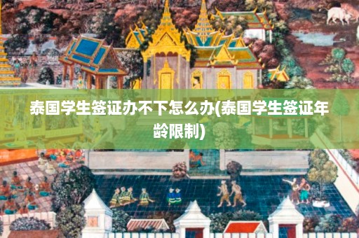 泰国学生签证办不下怎么办(泰国学生签证年龄限制)