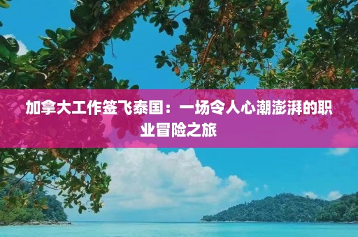 加拿大工作签飞泰国：一场令人心潮澎湃的职业冒险之旅