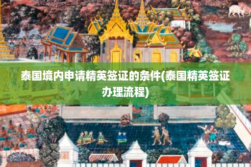 泰国境内申请精英签证的条件(泰国精英签证办理流程)  第1张