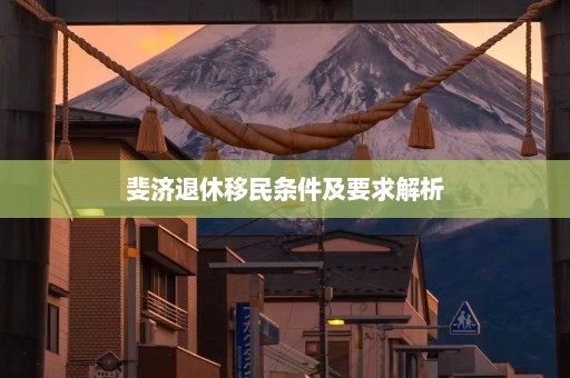 斐济退休移民条件及要求解析