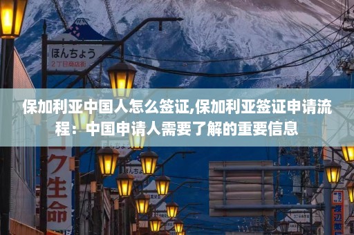 保加利亚中国人怎么签证,保加利亚签证申请流程：中国申请人需要了解的重要信息