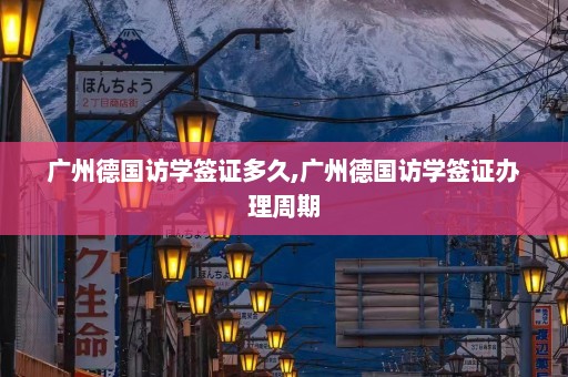 广州德国访学签证多久,广州德国访学签证办理周期