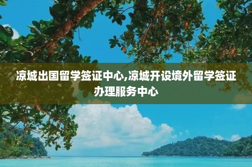 凉城出国留学签证中心,凉城开设境外留学签证办理服务中心