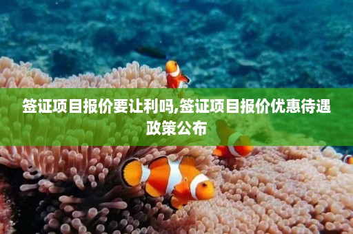 签证项目报价要让利吗,签证项目报价优惠待遇政策公布