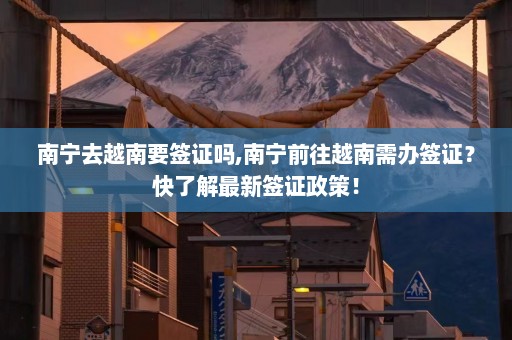 南宁去越南要签证吗,南宁前往越南需办签证？快了解最新签证政策！