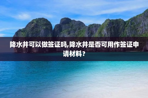 降水井可以做签证吗,降水井是否可用作签证申请材料？