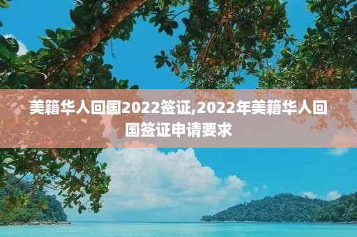 美籍华人回国2022签证,2022年美籍华人回国签证申请要求