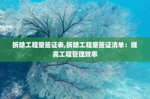 拆除工程量签证表,拆除工程量签证清单：提高工程管理效率