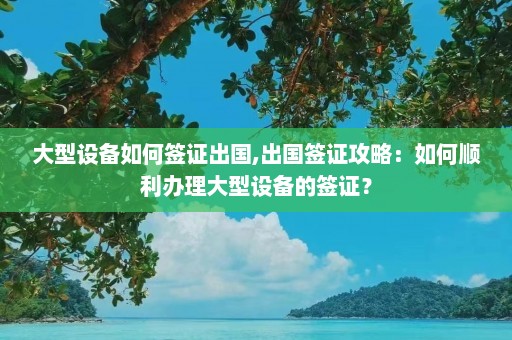 大型设备如何签证出国,出国签证攻略：如何顺利办理大型设备的签证？