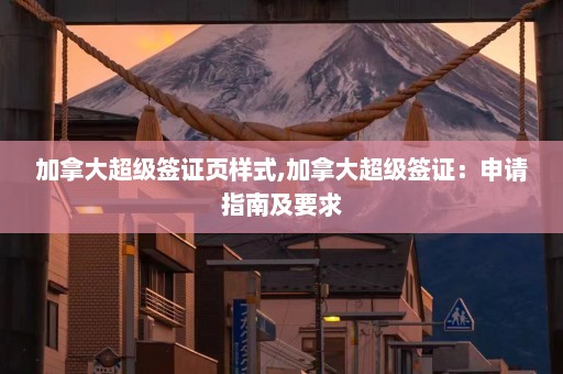 加拿大超级签证页样式,加拿大超级签证：申请指南及要求