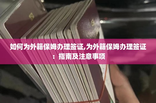 如何为外籍保姆办理签证,为外籍保姆办理签证：指南及注意事项