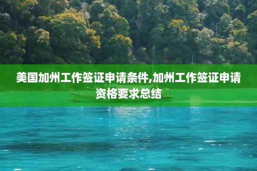 美国加州工作签证申请条件,加州工作签证申请资格要求总结