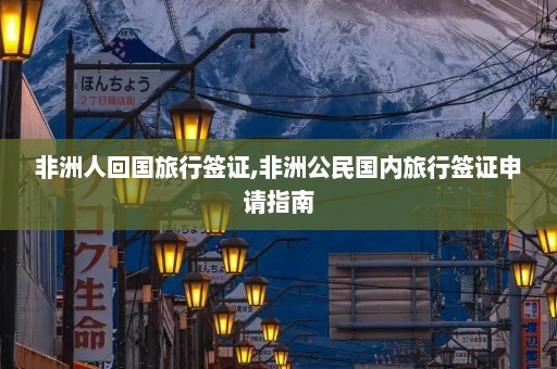 非洲人回国旅行签证,非洲公民国内旅行签证申请指南