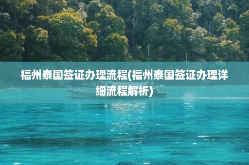 福州泰国签证办理流程(福州泰国签证办理详细流程解析)