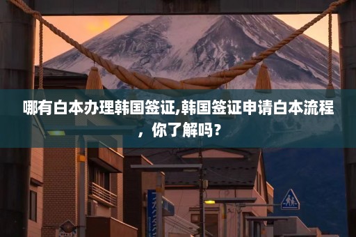 哪有白本办理韩国签证,韩国签证申请白本流程，你了解吗？