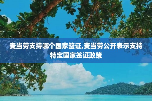 麦当劳支持哪个国家签证,麦当劳公开表示支持特定国家签证政策