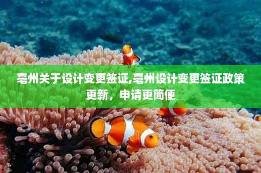 亳州关于设计变更签证,亳州设计变更签证政策更新，申请更简便