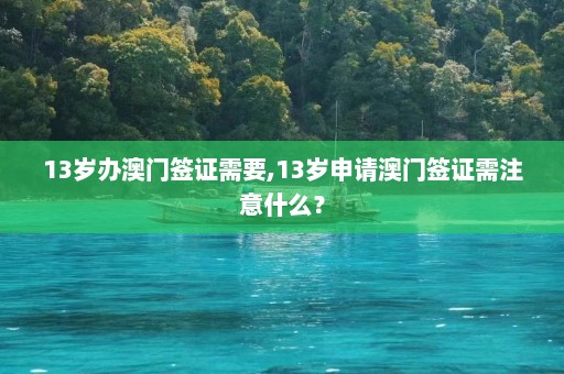 13岁办澳门签证需要,13岁申请澳门签证需注意什么？