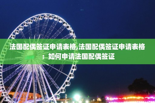 法国配偶签证申请表格,法国配偶签证申请表格：如何申请法国配偶签证  第1张