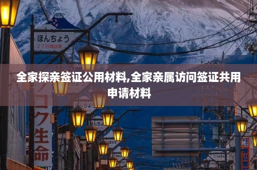 全家探亲签证公用材料,全家亲属访问签证共用申请材料