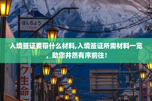 入境签证要带什么材料,入境签证所需材料一览，助您井然有序前往！