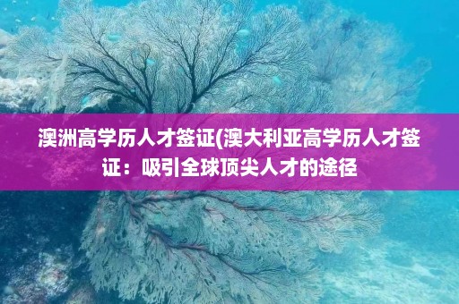 澳洲高学历人才签证(澳大利亚高学历人才签证：吸引全球顶尖人才的途径