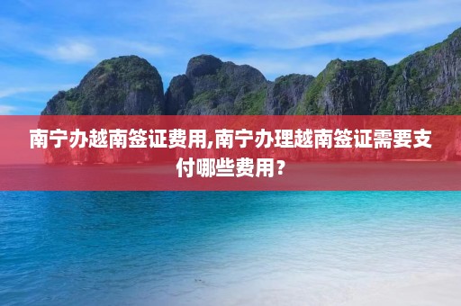 南宁办越南签证费用,南宁办理越南签证需要支付哪些费用？