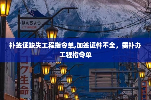 补签证缺失工程指令单,加签证件不全，需补办工程指令单