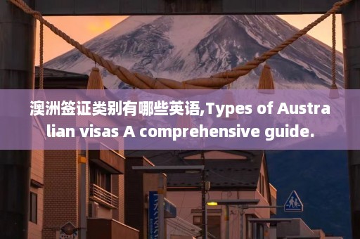 澳洲签证类别有哪些英语,Types of Australian visas A comprehensive guide.