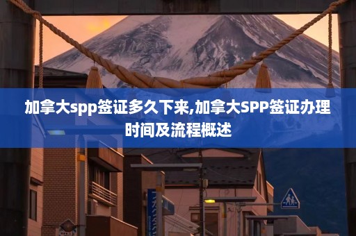 加拿大spp签证多久下来,加拿大SPP签证办理时间及流程概述