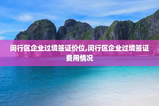 闵行区企业过境签证价位,闵行区企业过境签证费用情况