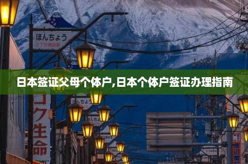 日本签证父母个体户,日本个体户签证办理指南