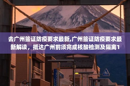 去广州签证防疫要求最新,广州签证防疫要求最新解读，抵达广州前须完成核酸检测及隔离14天！