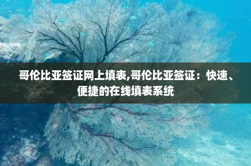 哥伦比亚签证网上填表,哥伦比亚签证：快速、便捷的在线填表系统