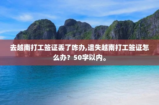 去越南打工签证丢了咋办,遗失越南打工签证怎么办？50字以内。