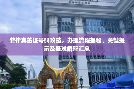 菲律宾签证号码攻略，办理流程揭秘、关键提示及疑难解答汇总