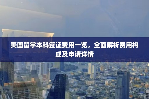 美国留学本科签证费用一览，全面解析费用构成及申请详情