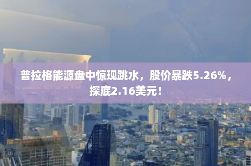 普拉格能源盘中惊现跳水，股价暴跌5.26%，探底2.16美元！