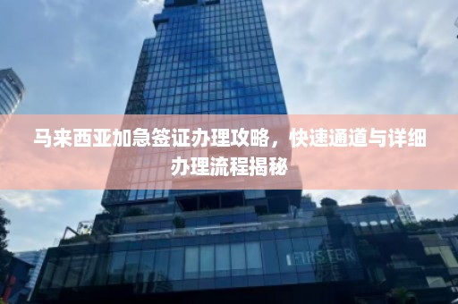 马来西亚加急签证办理攻略，快速通道与详细办理流程揭秘