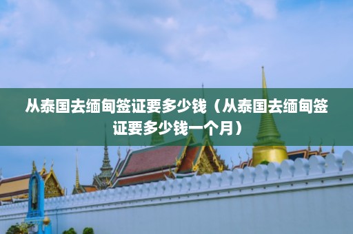 从泰国去缅甸签证要多少钱（从泰国去缅甸签证要多少钱一个月）  第1张